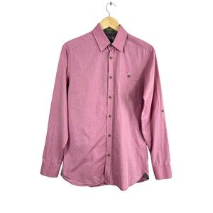 Ted Baker Pink Mens Button Down Collared Long Sleeve Cotton Size 2